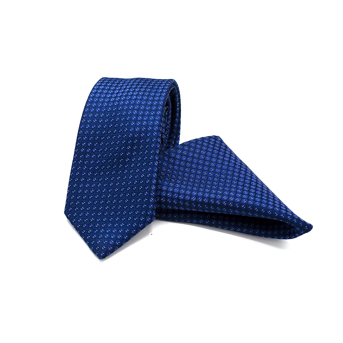 BLUE MIDNIGHT MOSAIC TIE AND POCKET SQUARE SET