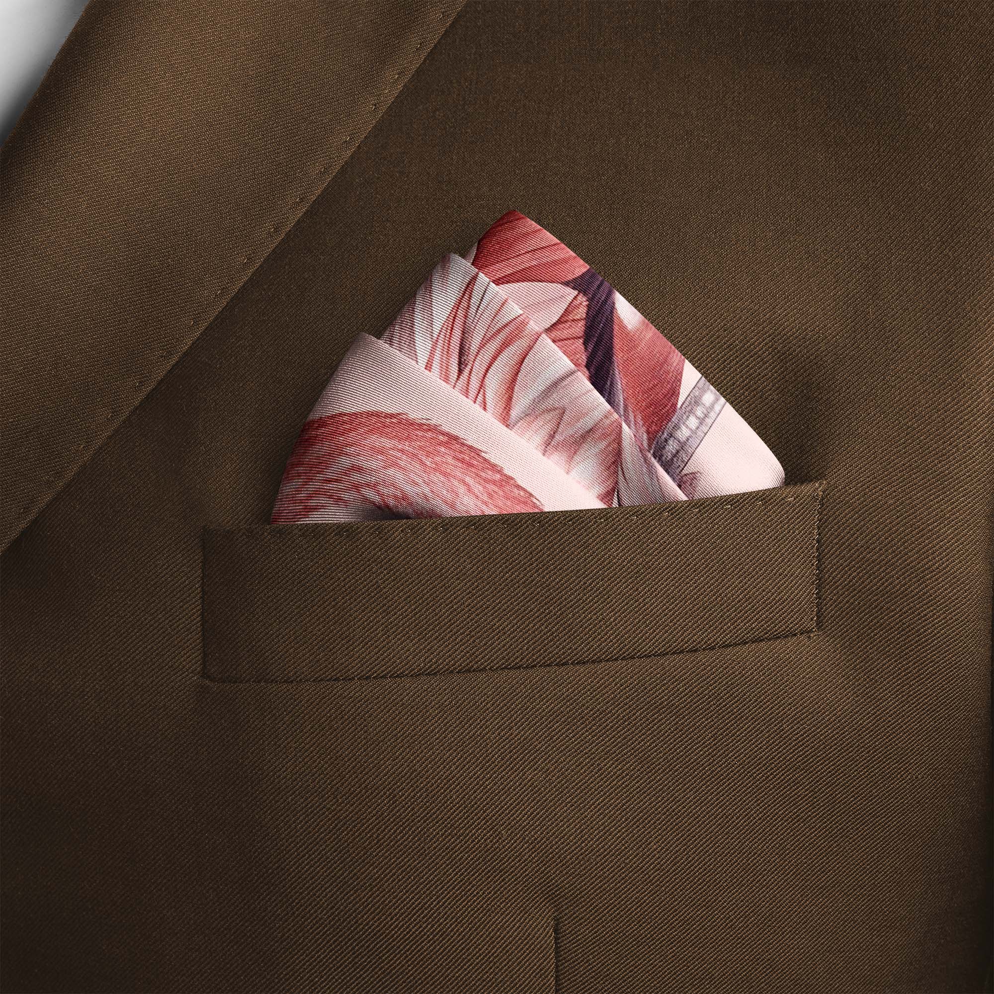 FLAMINGO SILK POCKET SQUARE