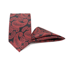 ROYAL RED SWIRL TIE AND POCKET SQUARE SET