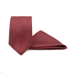 RED HORIZON TIE AND POCKET SQUARE SET