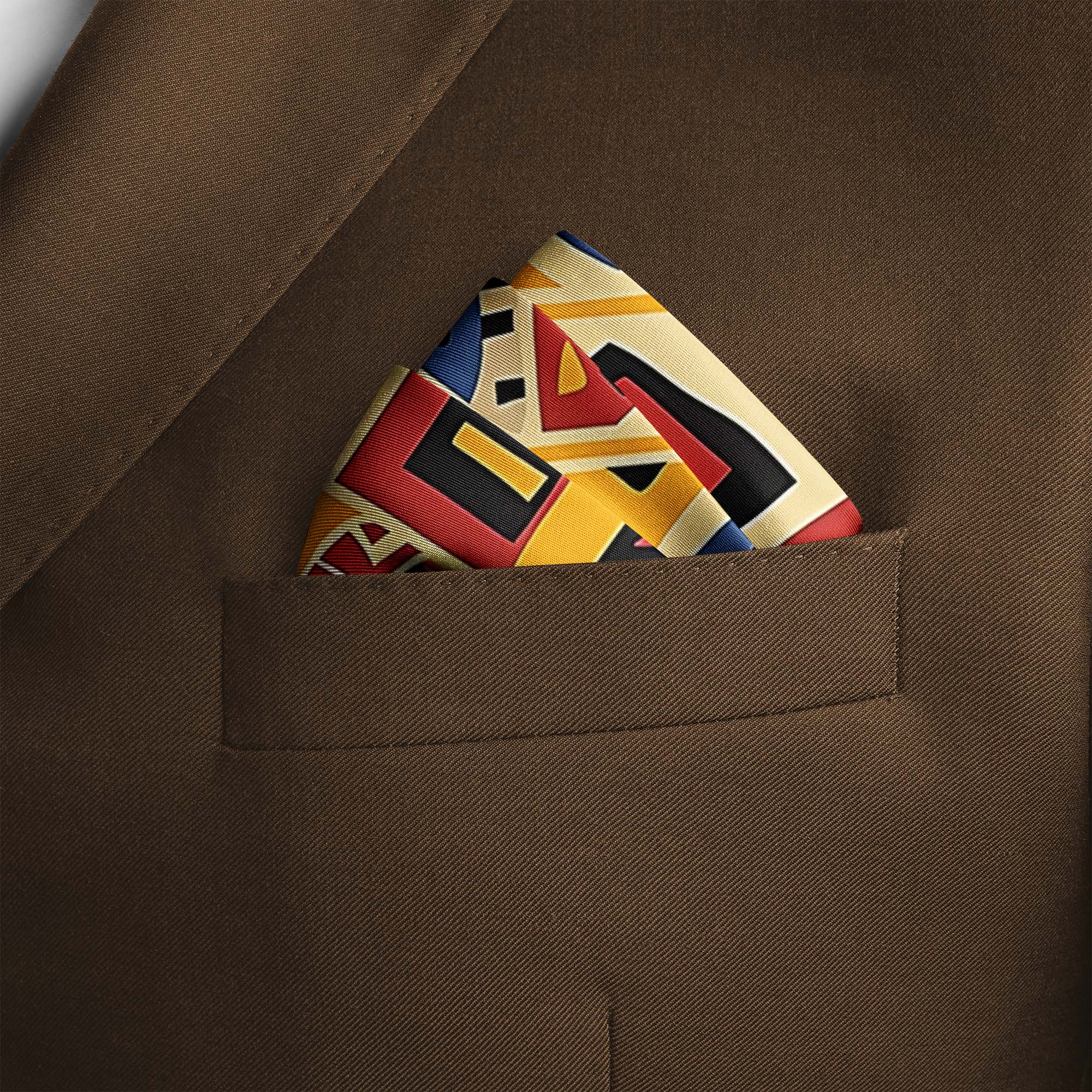 GEOMETRIC TRIBAL PATTERN SILK POCKET SQUARE