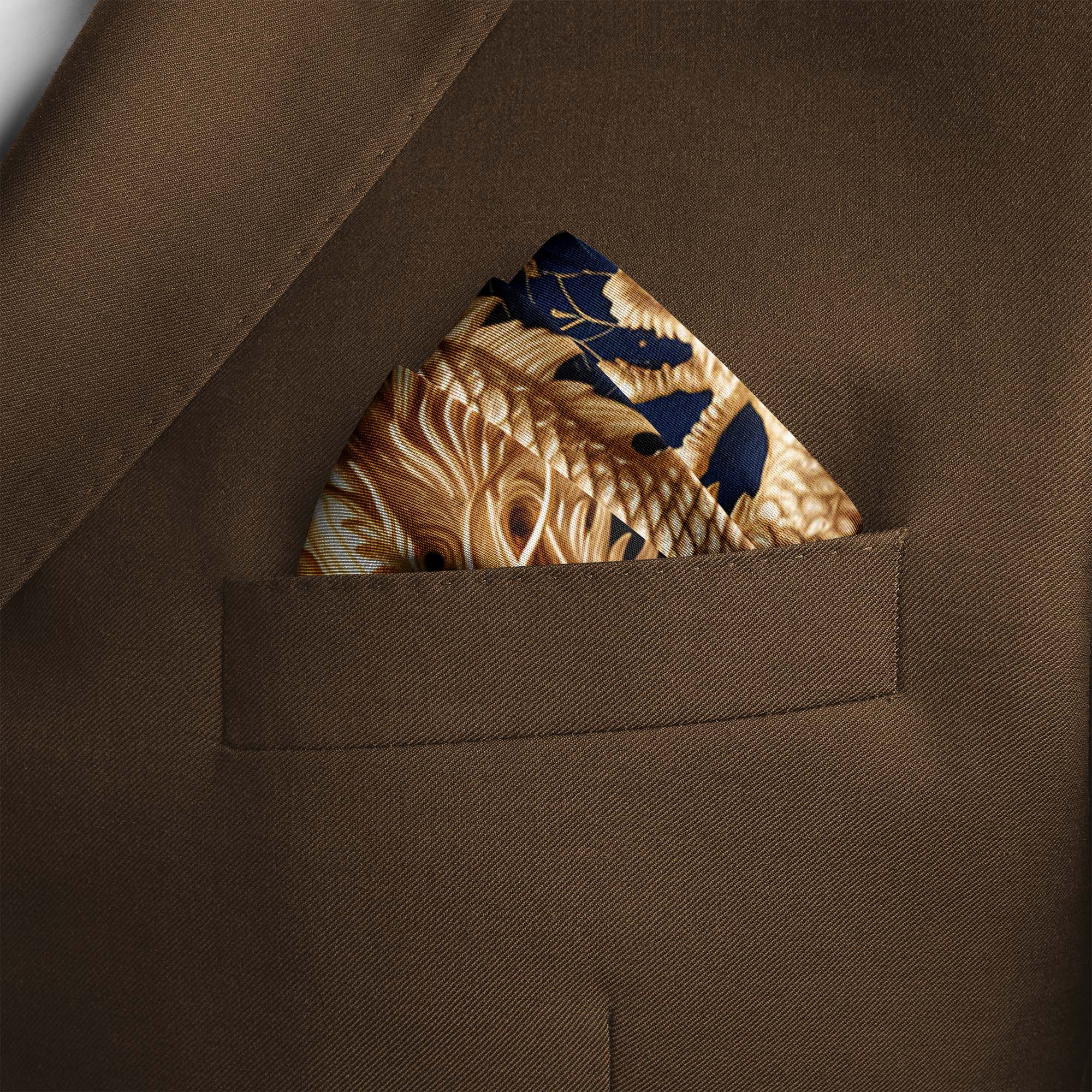 GOLD DRAGON SILK POCKET SQUARE