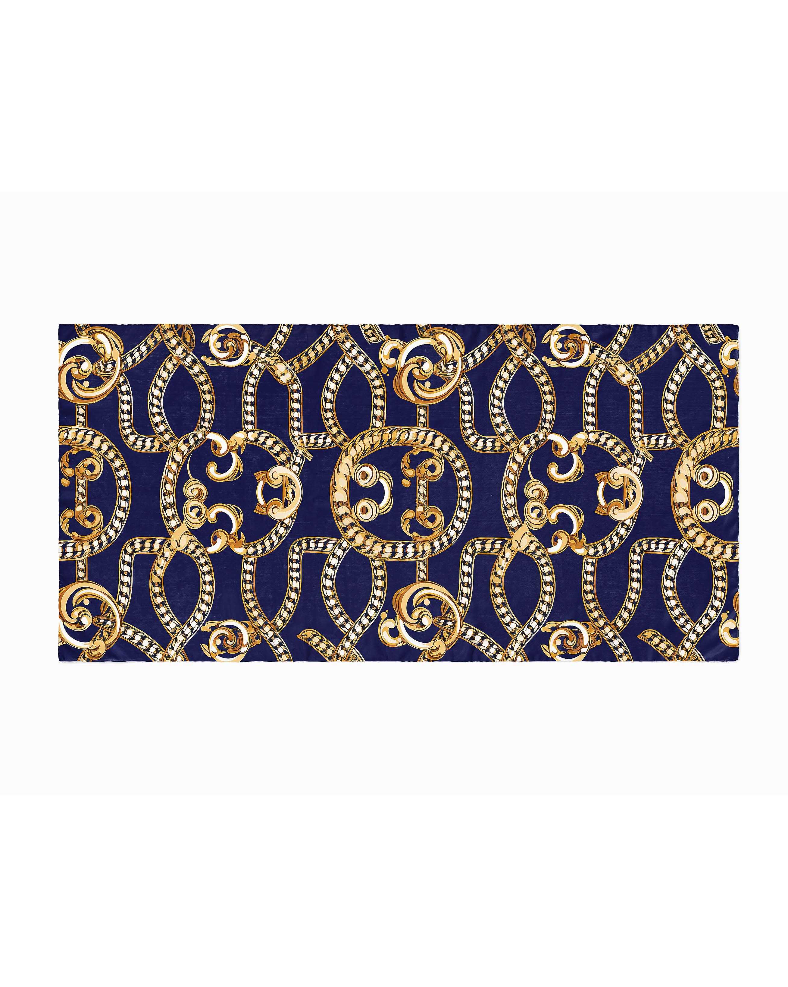 GOLD NAVY BLUE CHAIN LOOP SILK WOMEN HIJAB – PREMIUM COLLECTION
