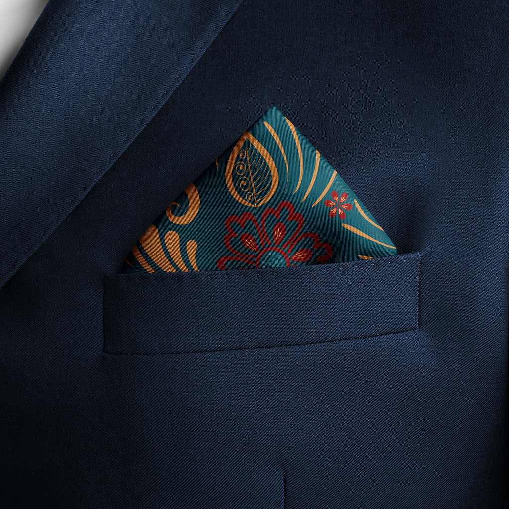 LUXURY FLORAL SILK POCKET SQUARE