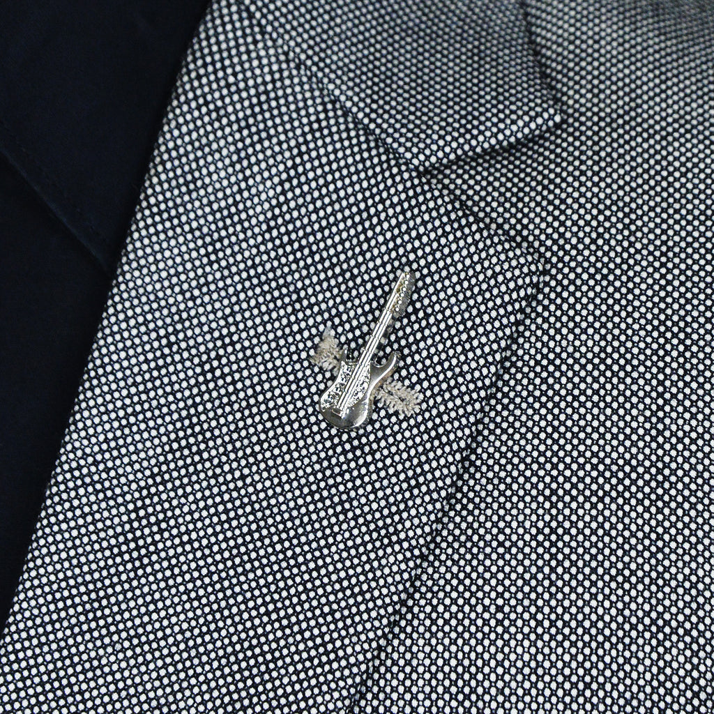 SILVER GUITAR BROOCH