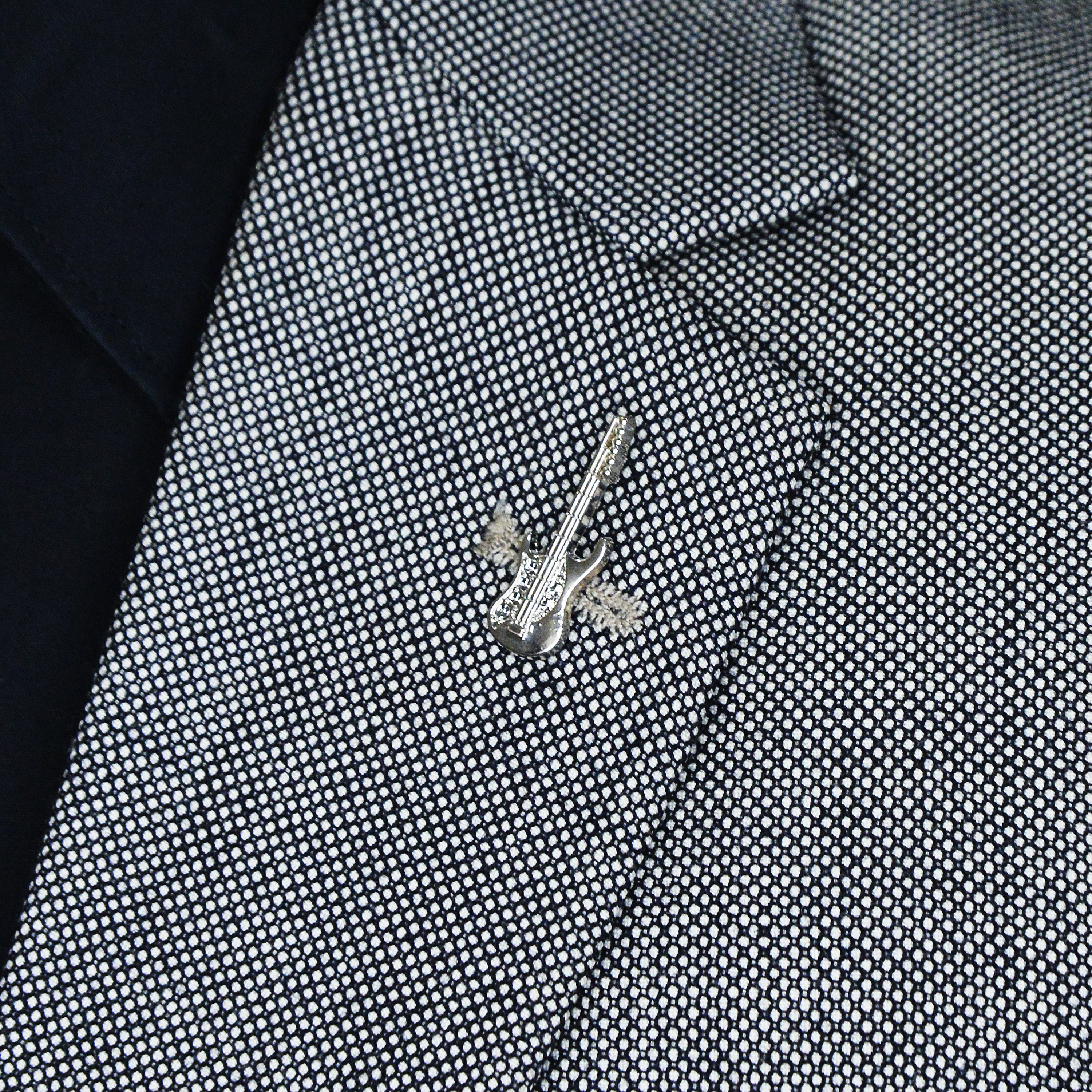 SILVER GUITAR BROOCH
