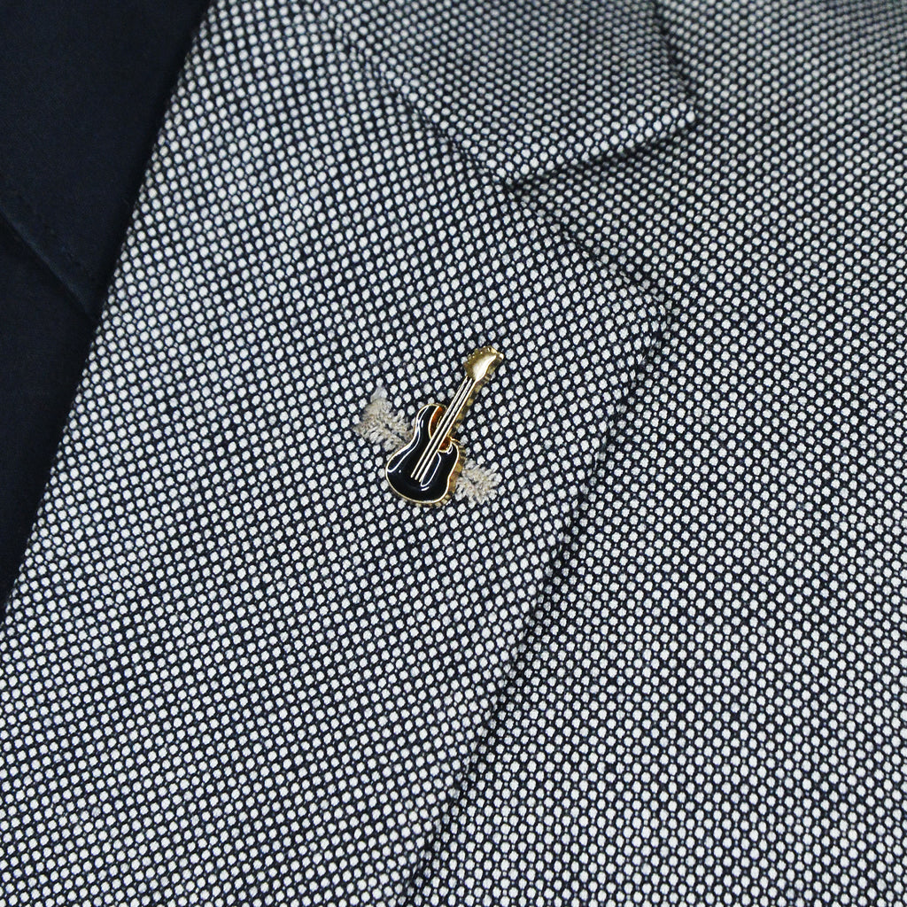 BLACK & GOLD GUITAR BROOCH