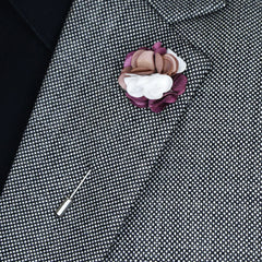 PURPLE AND WHITE FLORAL LAPEL PIN