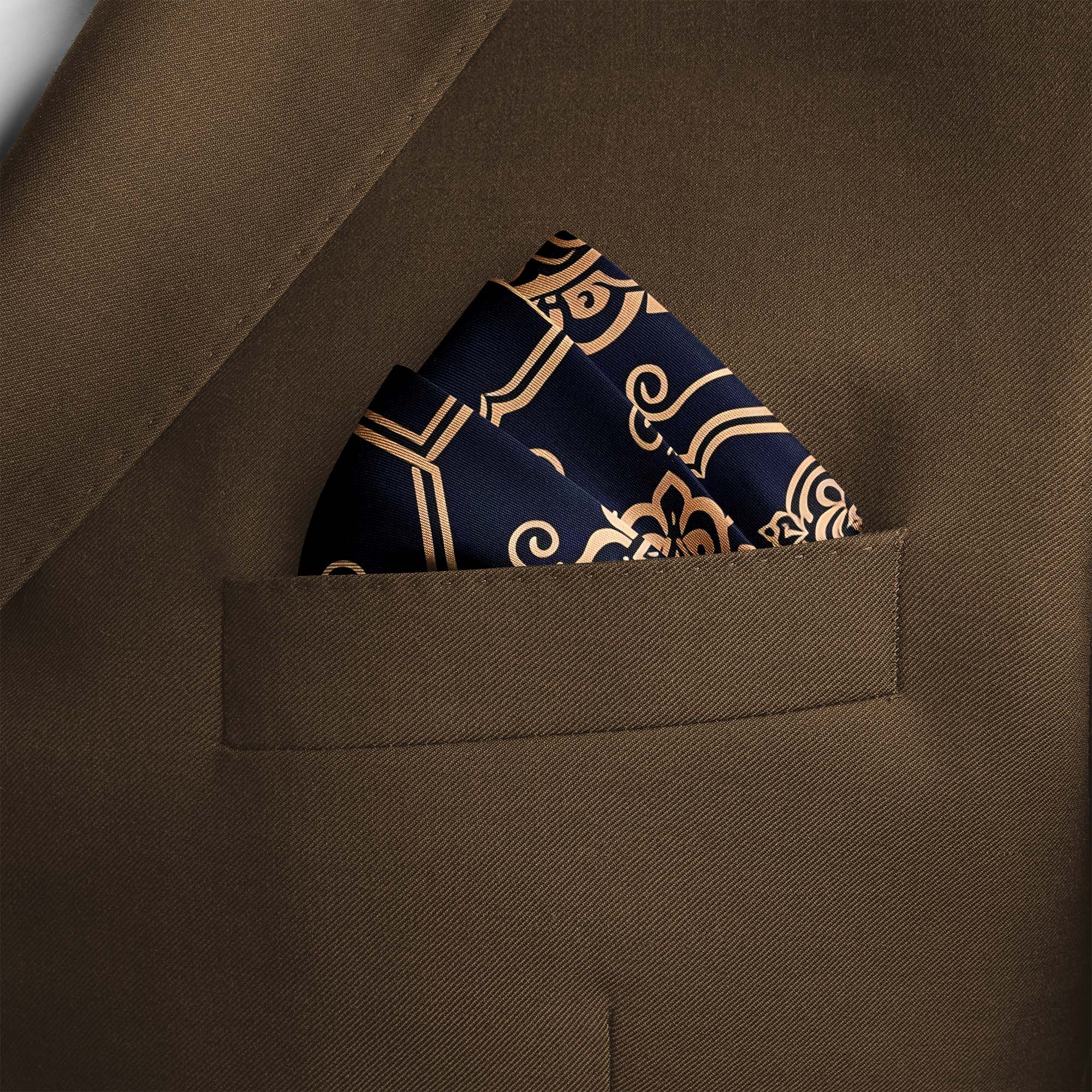 LUXURY ROYAL PATTERN SILK POCKET SQUARE