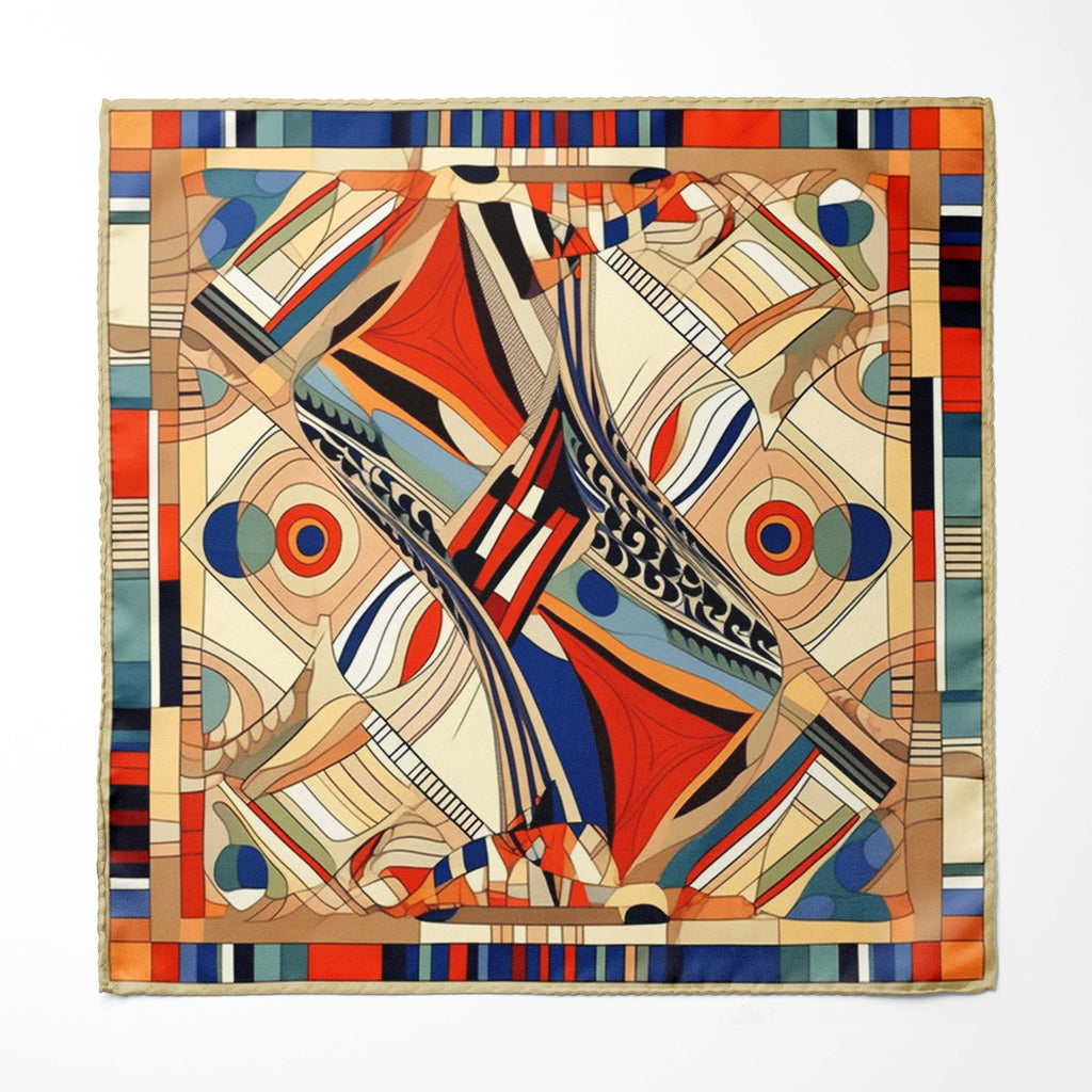 VINTAGE ART SILK POCKET SQUARE