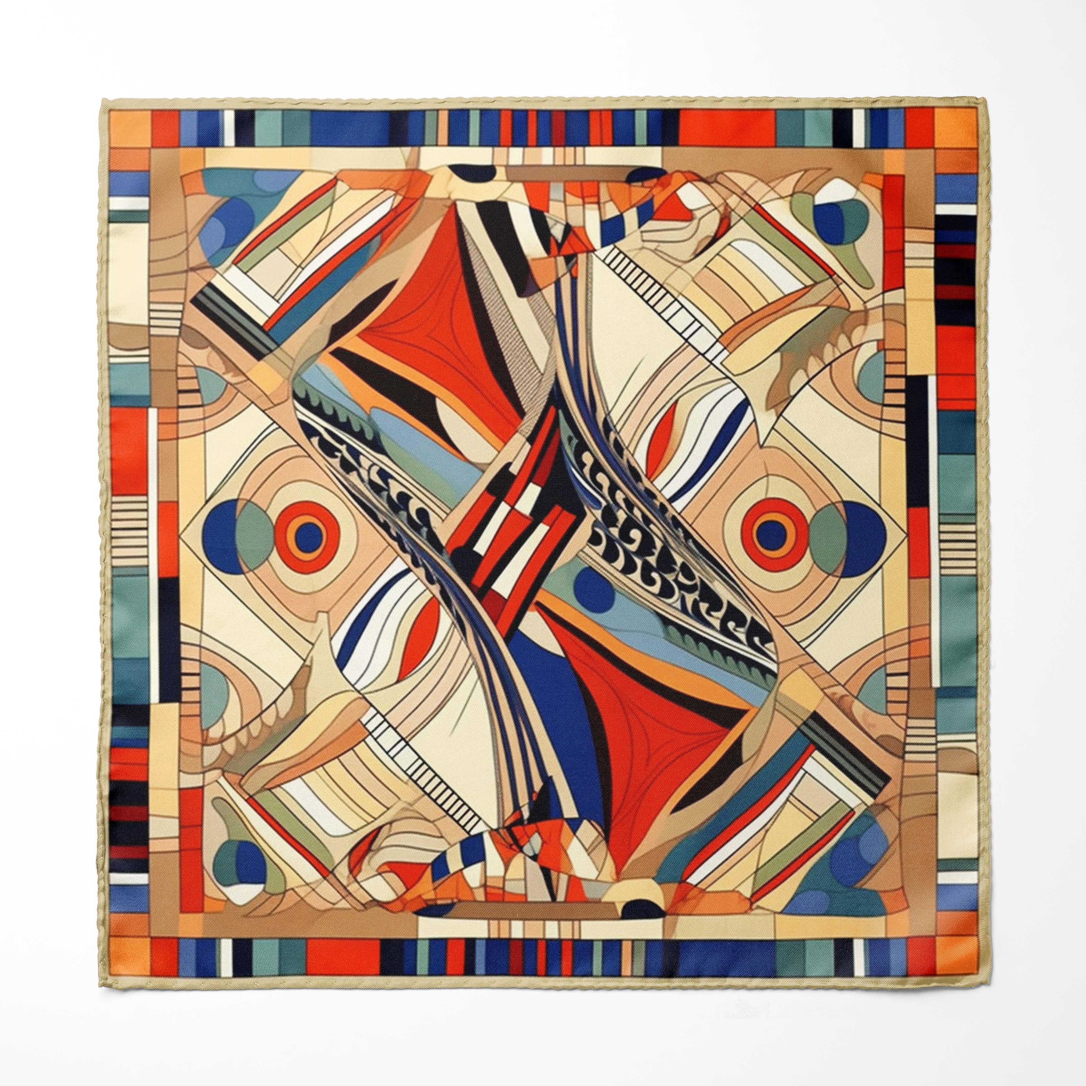VINTAGE ART SILK POCKET SQUARE