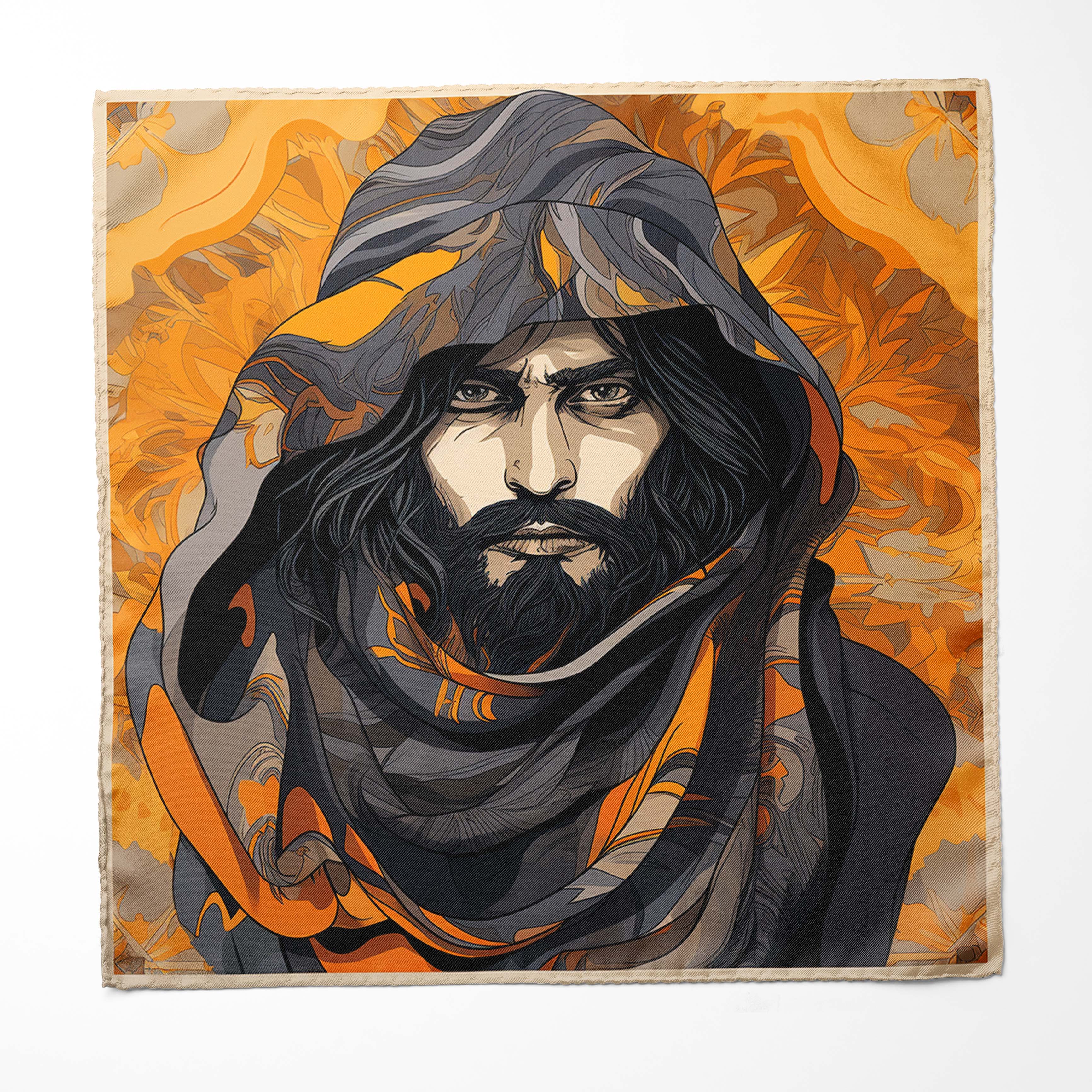 ANGRY MAN SILK SCARF WITH LAPEL PIN AND  POCKET SQUARE