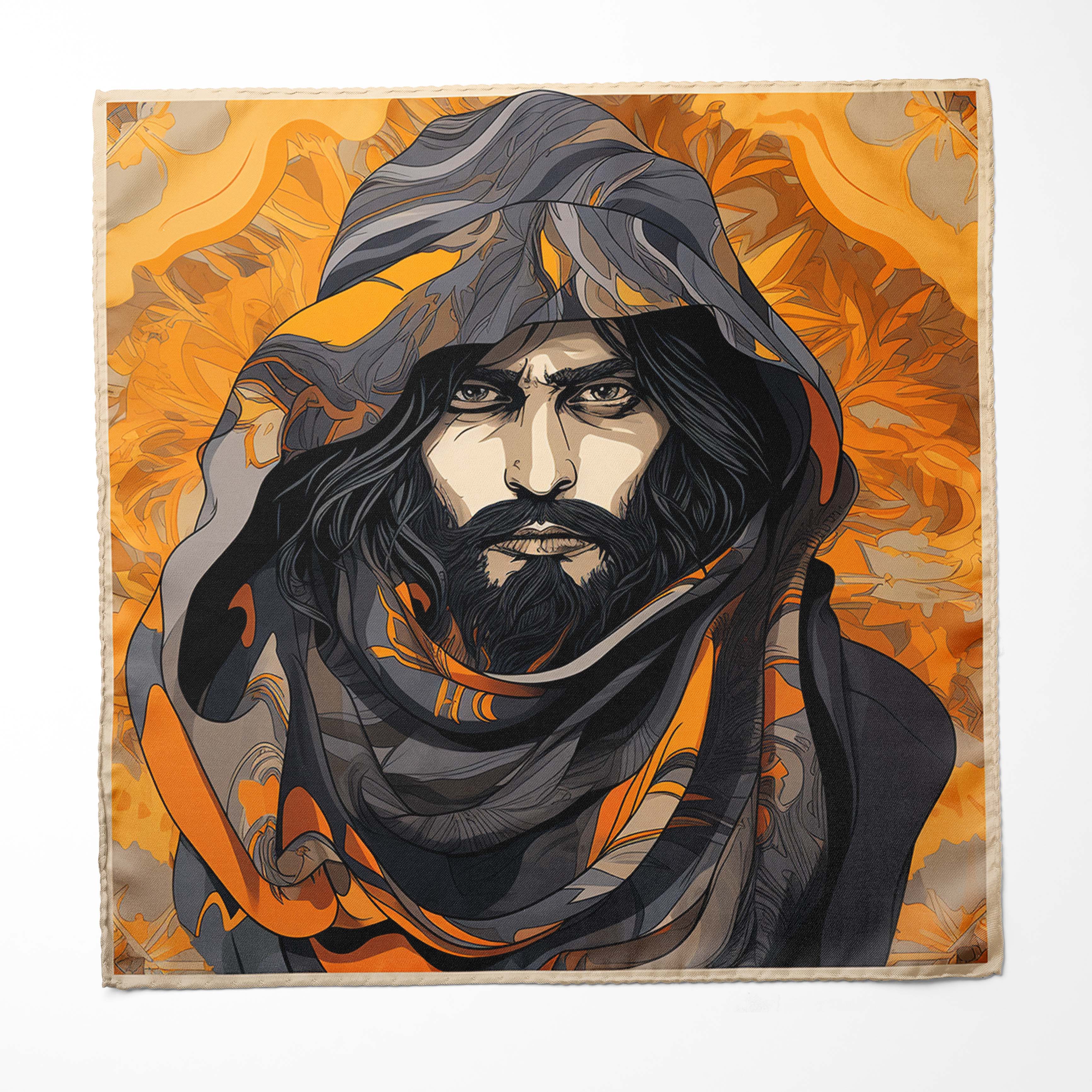 ANGRY MAN SILK SCARF WITH LAPEL PIN AND POCKET SQUARE