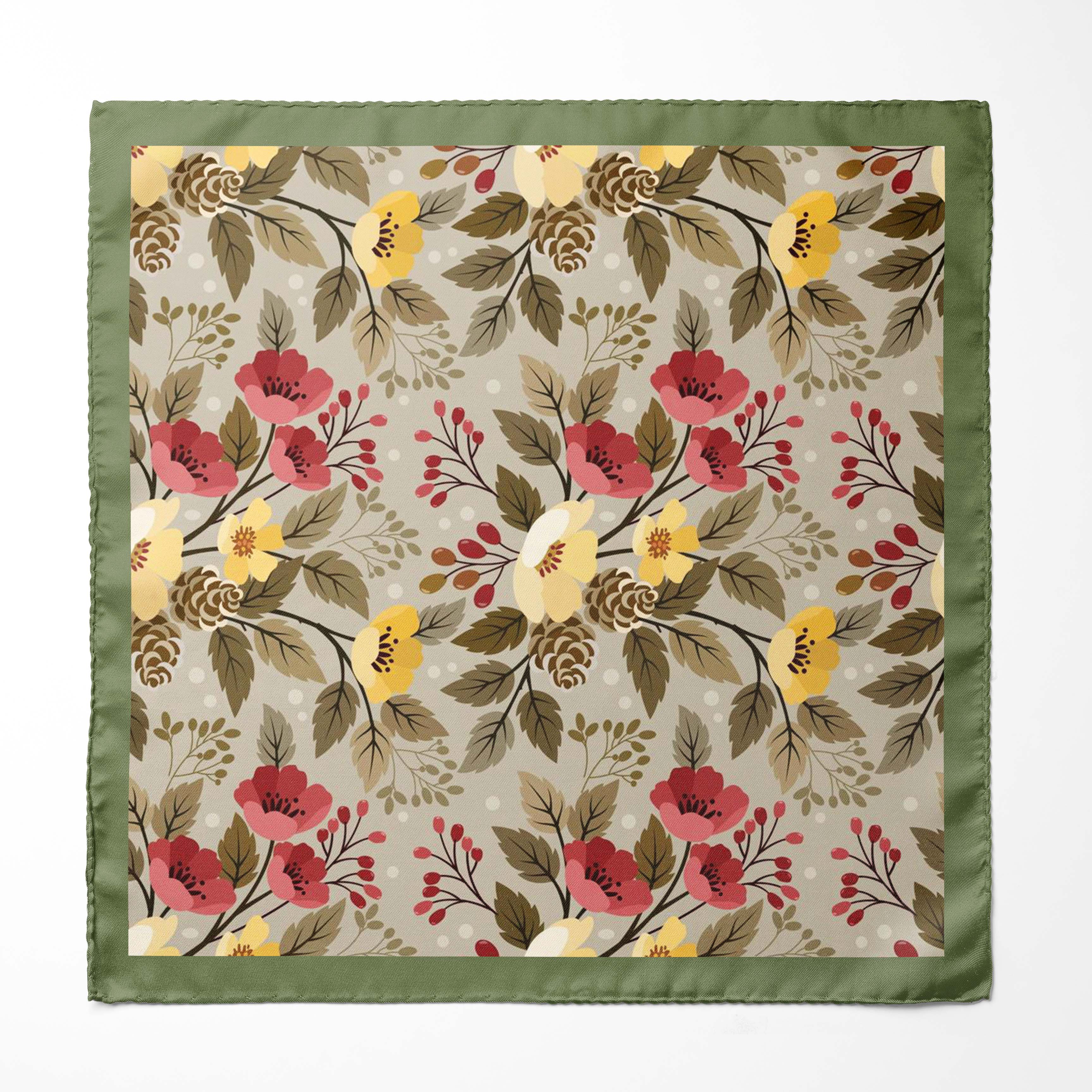FLOWER PATTERN MEN SCARF AND POCKET SQUARE SET – PREMIUM COLLECTION