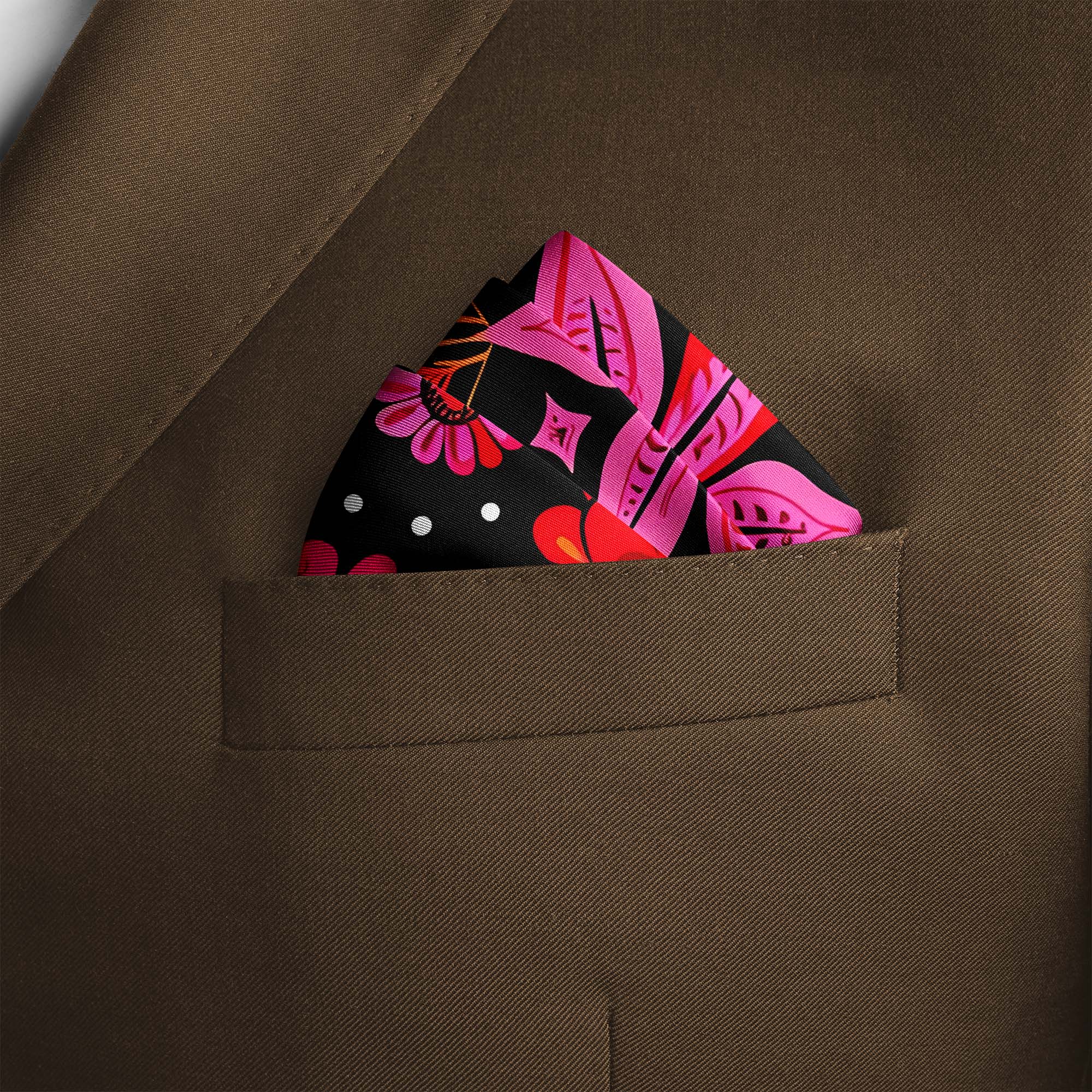 MEXICAN FLOWER SILK POCKET SQUARE