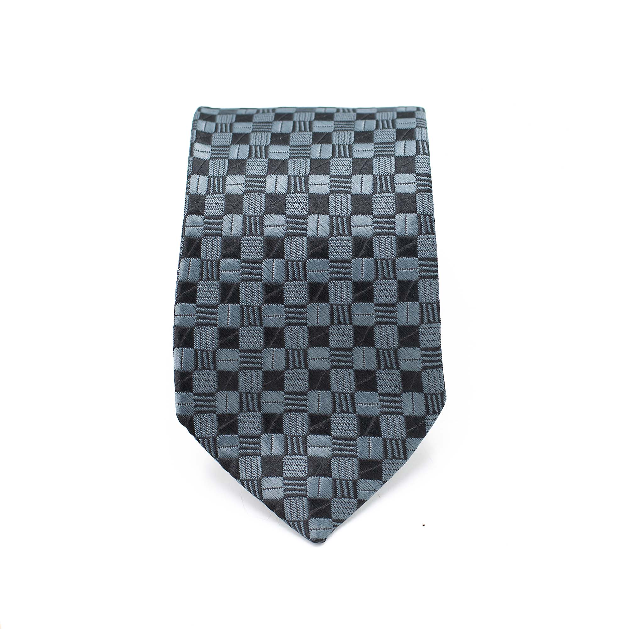 GRAPHITE CHECK TIE AND POCKET SQUARE SET
