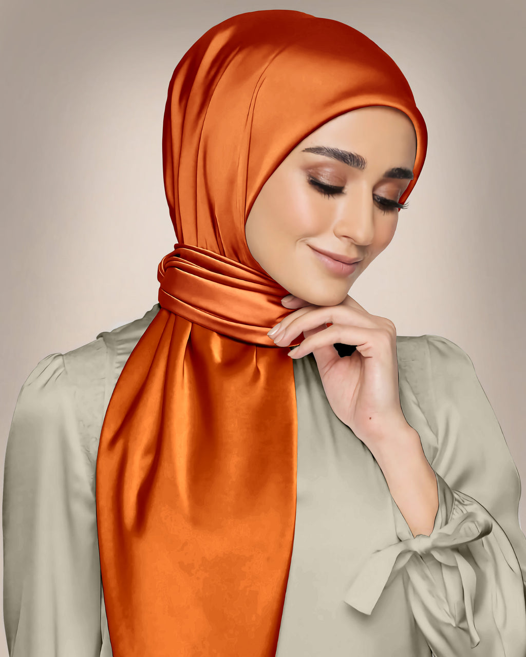 SOLID ORANGE SILK WOMEN HIJAB – PREMIUM COLLECTION