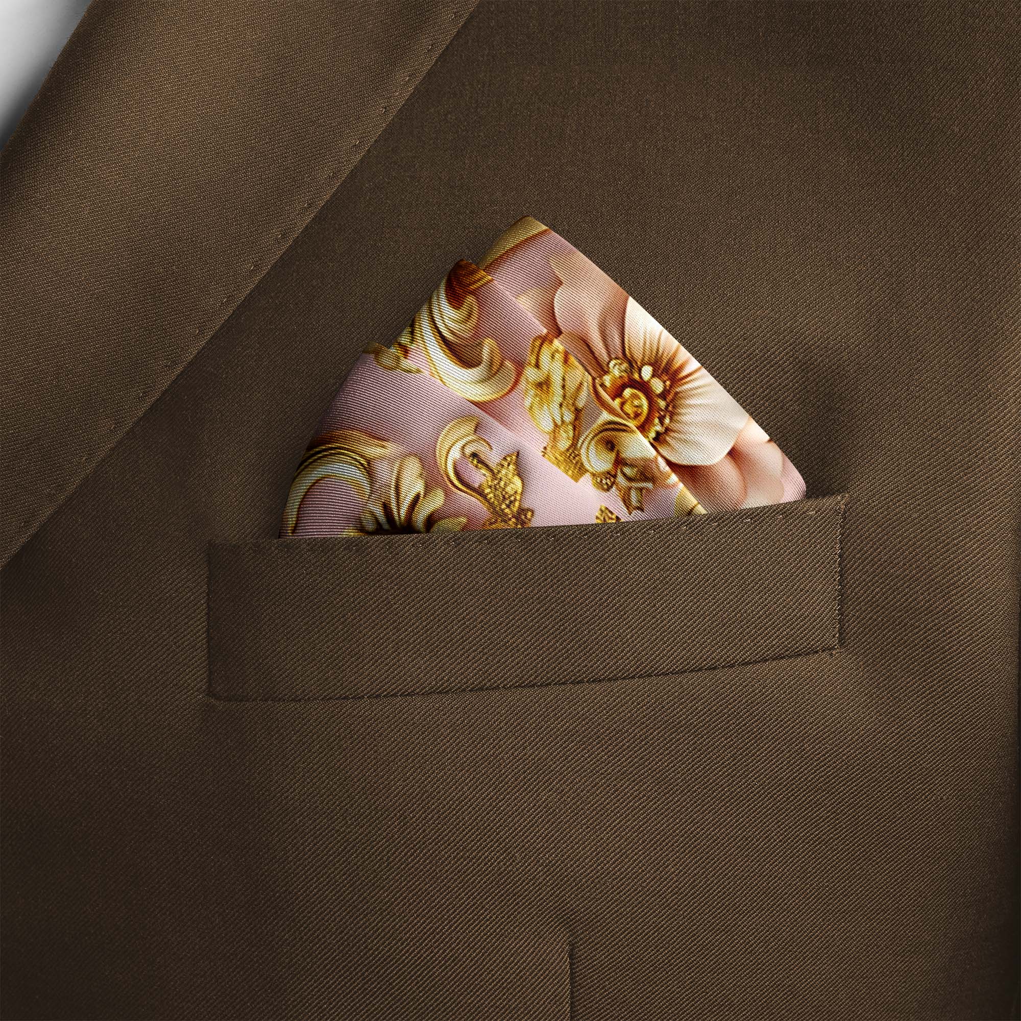 ORNATE PATTERN SILK POCKET SQUARE