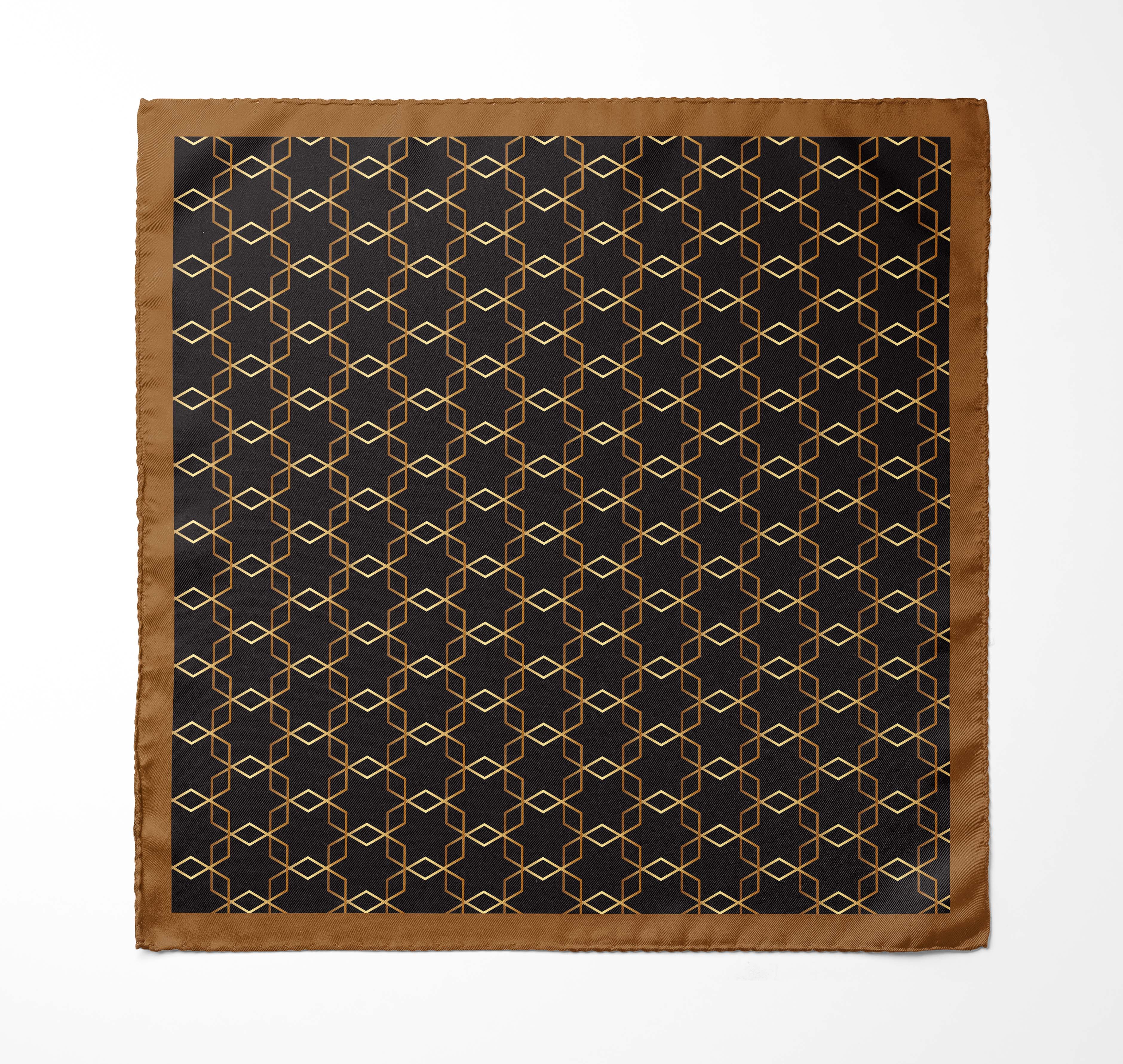 BURBERRY CHOCOLATE SILK SCARF WITH LAPEL PIN AND POCKET SQUARE