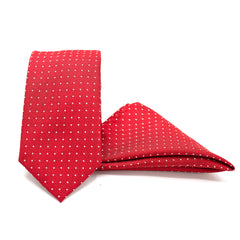 RED DOTS TIE AND POCKET SQUARE SET