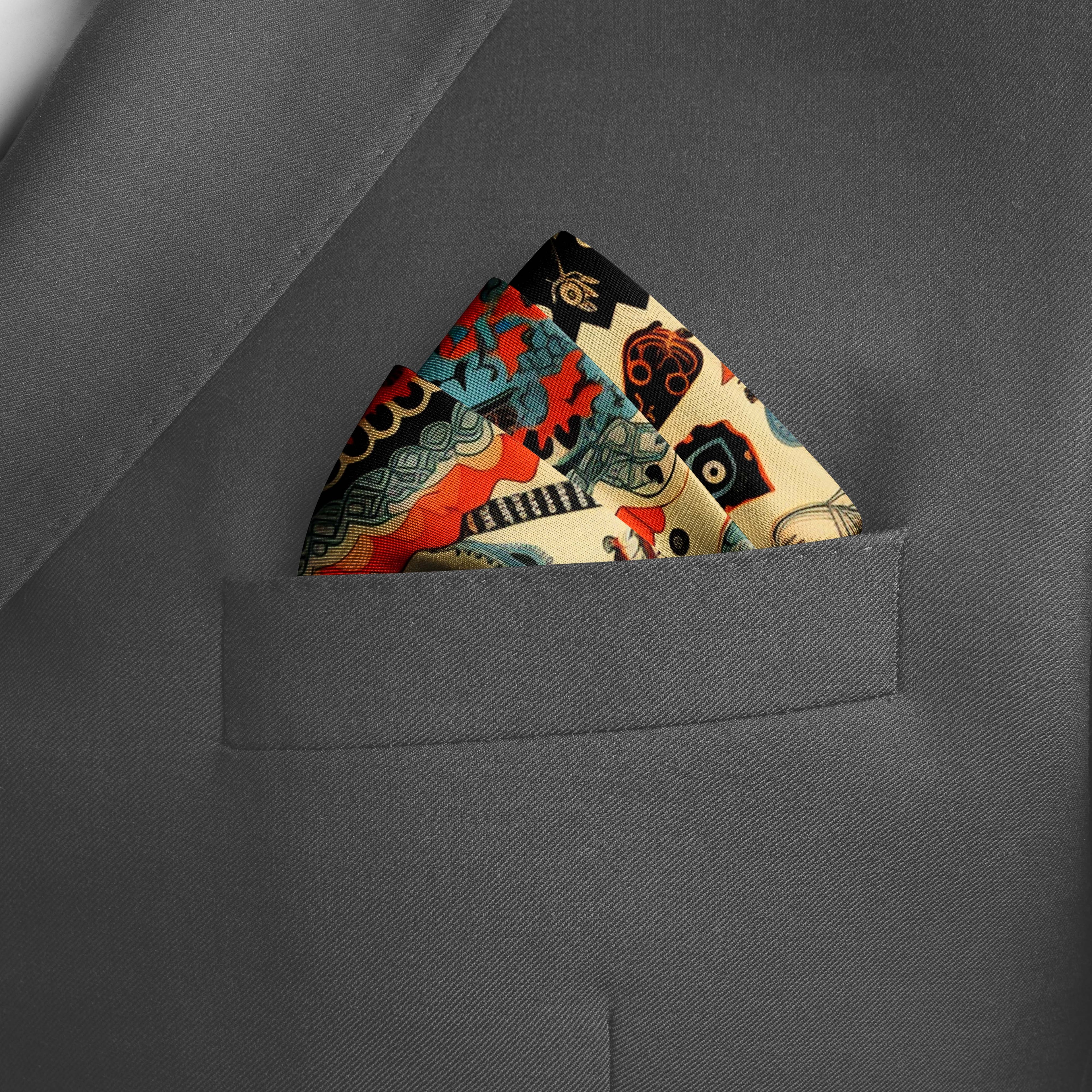 Printed Pocket Square | Unique Pocket Square | Black Wolf