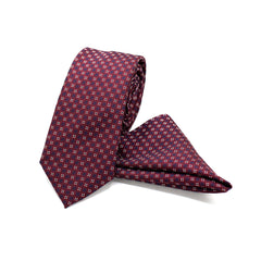 MAROON POLKA DOT TIE AND POCKET SQUARE SET