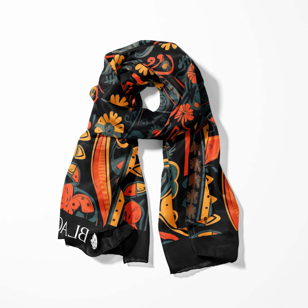 ETHNIC ANTIQUES SILK SCARF WITH LAPEL PIN AND POCKET SQUARE