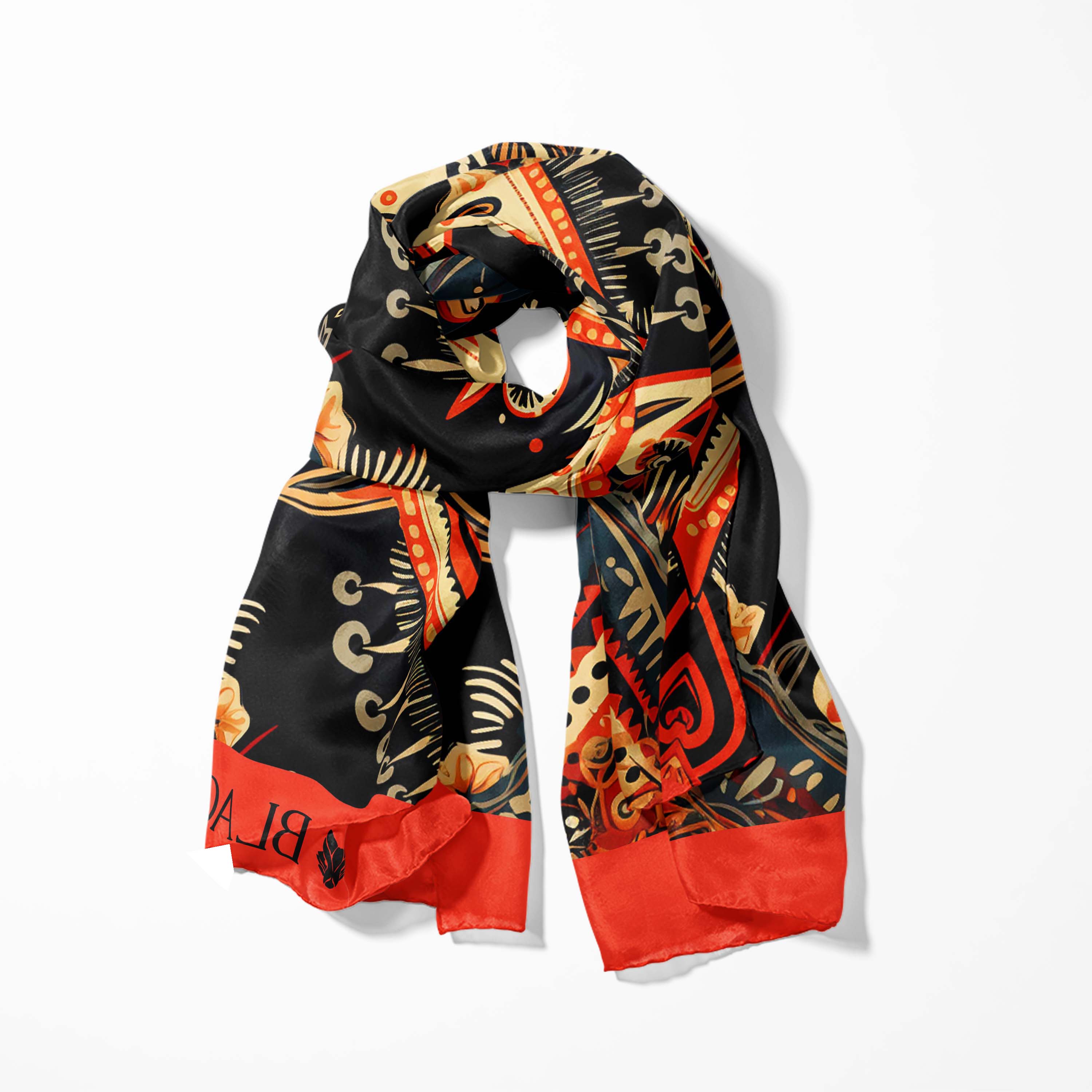 WINTER ETHNIC SILK SCARF WITH LAPEL PIN AND POCKET SQUARE