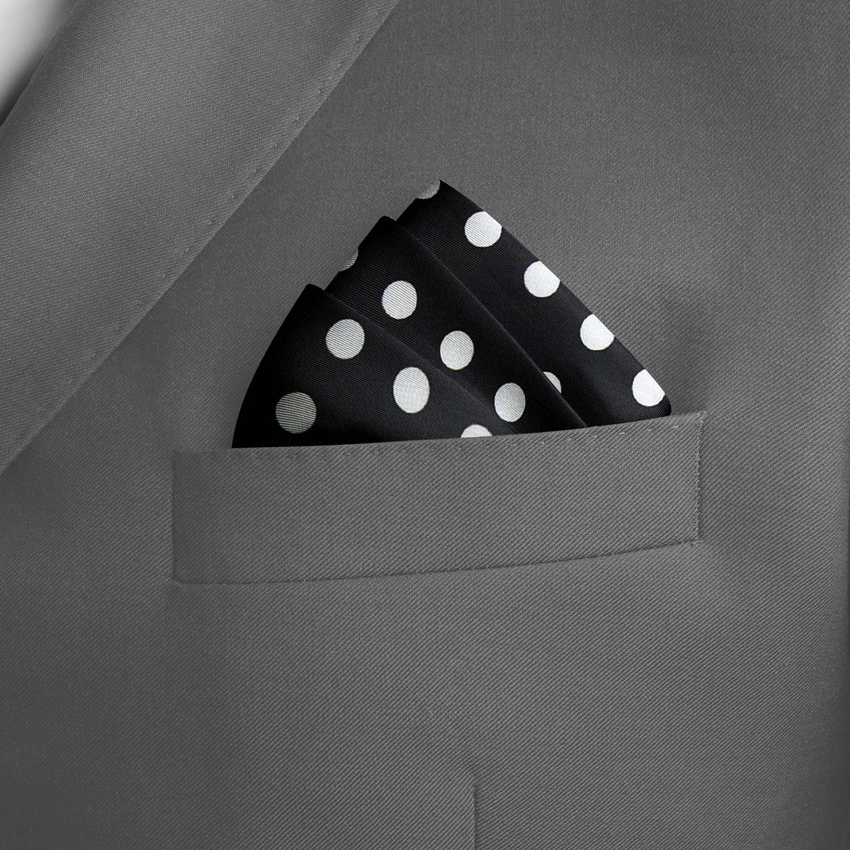 BLACK POLKA DOTS SILK POCKET SQUARE