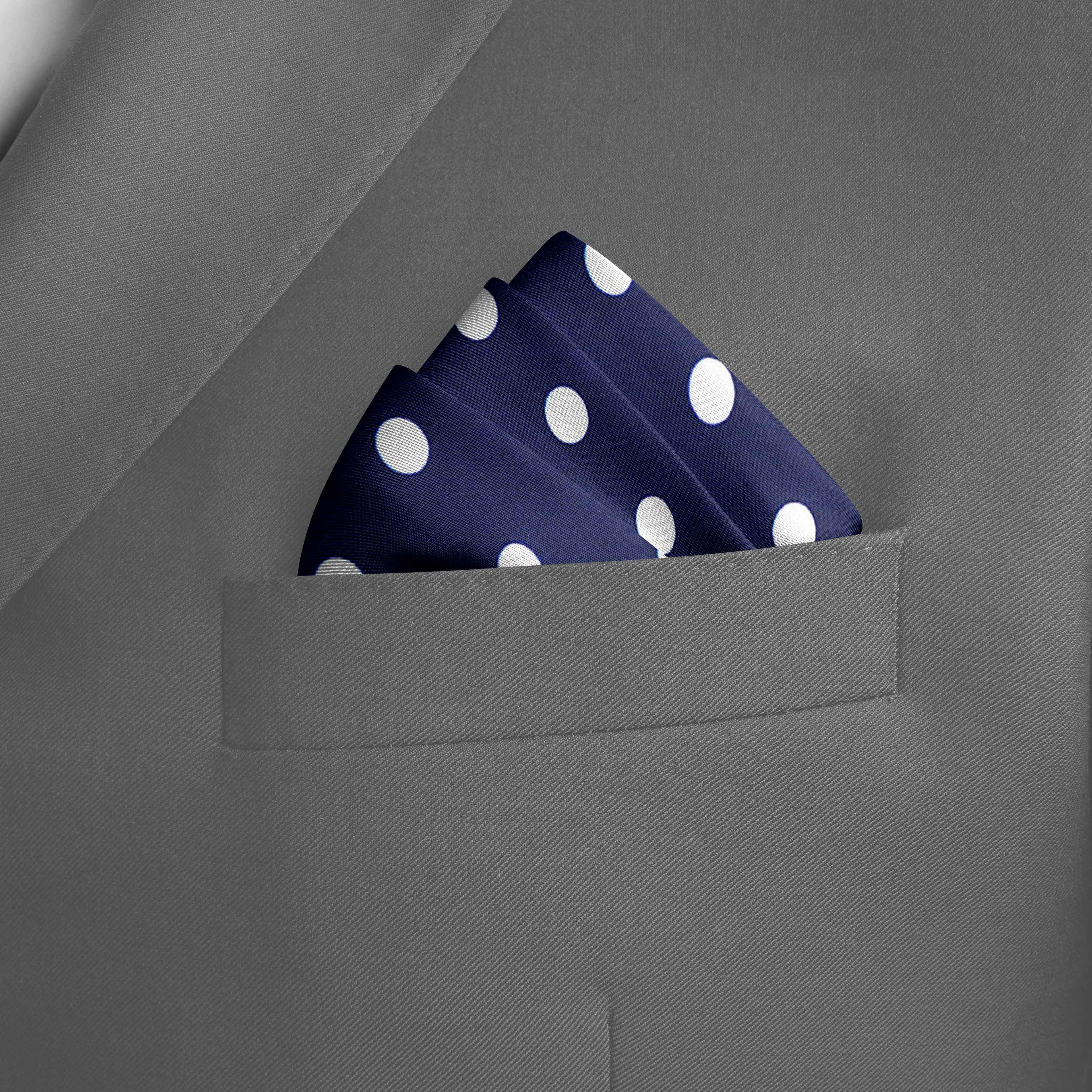 BLUE SMALL POLKA DOTS SILK POCKET SQUARE