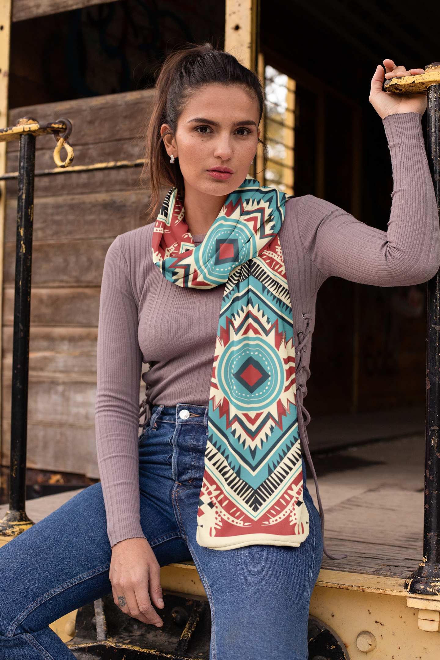 NAVAJO AZTEC SILK WOMEN SCARF – PREMIUM COLLECTION