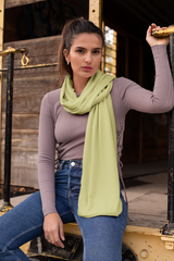 OLIVE GREEN SILK WOMEN SCARF - PREMIUM COLLECTION