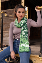 ABSTRACT GREEN SILK WOMEN HIJAB – PREMIUM COLLECTION
