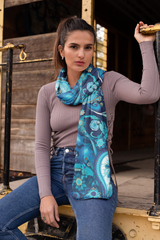 ABSTRACT BOTANICAL SILK WOMEN SCARF – PREMIUM COLLECTION
