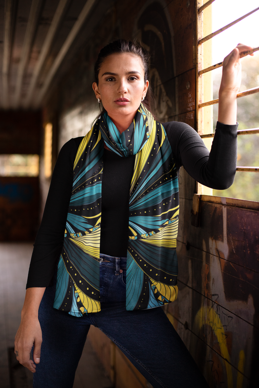 GEOMETRIC COLORFUL ABSTRACT SILK WOMEN SCARF – PREMIUM COLLECTION