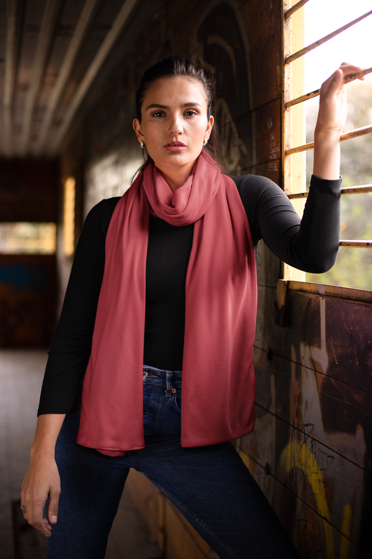 BORDEAUX WINE SILK WOMEN SCARF - PREMIUM COLLECTION