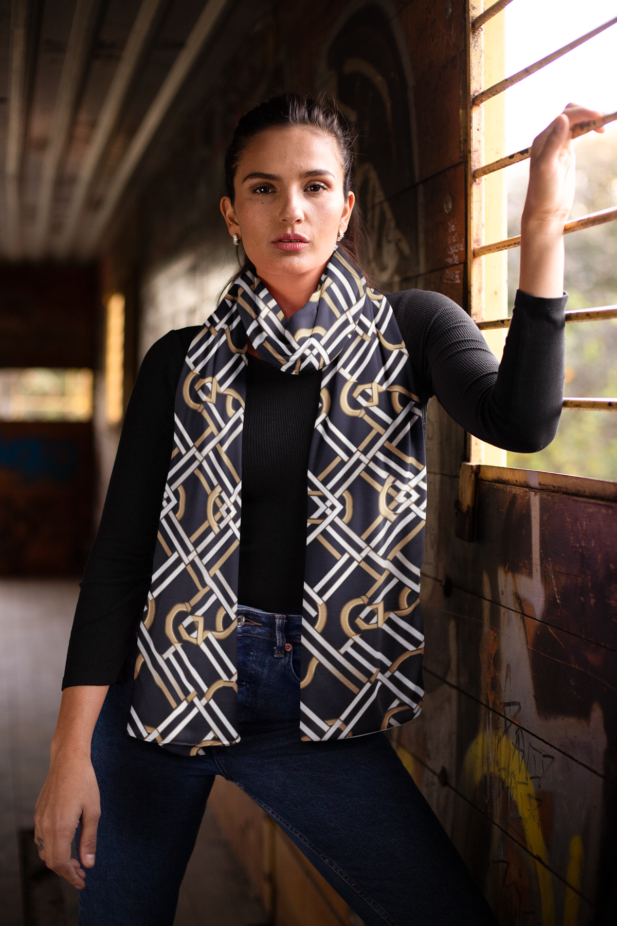 LUXURY GEOMATRIC SILK WOMEN SCARF – PREMIUM COLLECTION