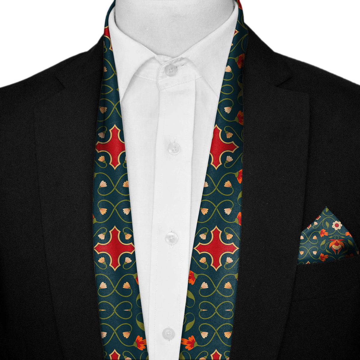 FLOWER & LEAVES MEN SCARF AND POCKET SQUARE SET – PREMIUM COLLECTION