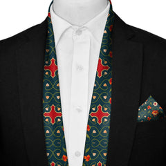FLOWER & LEAVES MEN SCARF AND POCKET SQUARE SET – PREMIUM COLLECTION