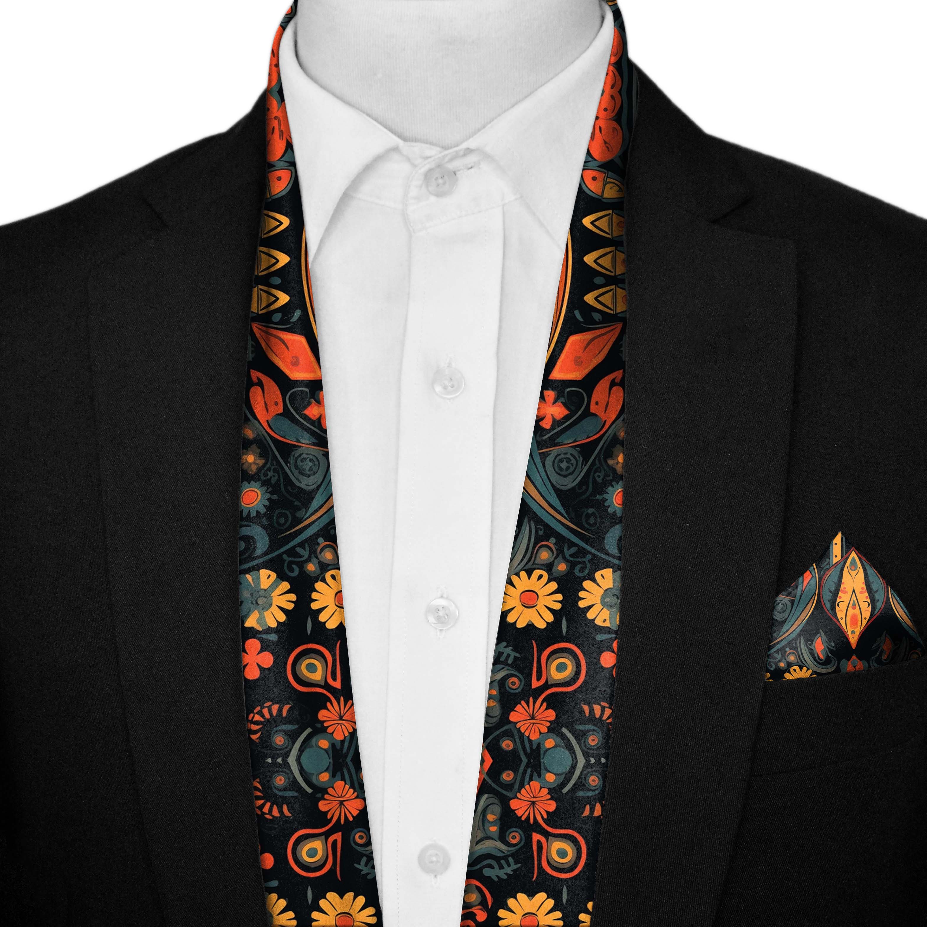 ETHNIC ANTIQUE MEN SCARF AND POCKET SQUARE SET – PREMIUM COLLECTION