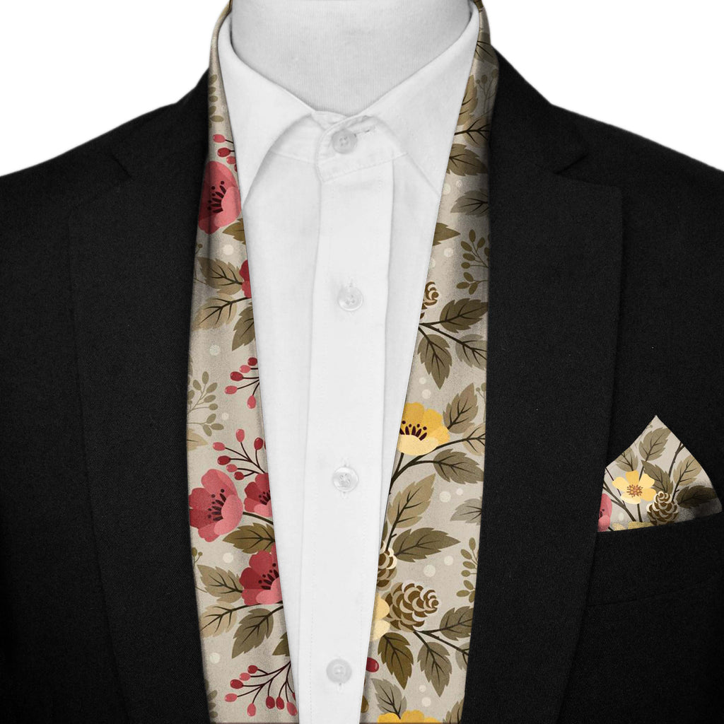 FLOWER PATTERN MEN SCARF AND POCKET SQUARE SET – PREMIUM COLLECTION