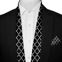 SILVER GEOMETRIC MEN SCARF AND POCKET SQUARE SET – PREMIUM COLLECTION