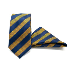 COLOR JACQUARD STRIPED TIE AND POCKET SQUARE SET