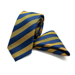 COLOR JACQUARD STRIPED TIE AND POCKET SQUARE SET