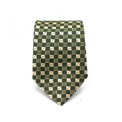 REGAL GREEN CHECKERED TIE AND POCKET SQUARE SET
