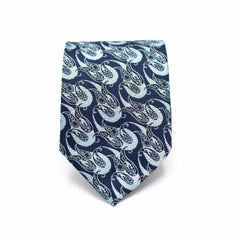 NAVY WAVES TIE AND POCKET SQUARE SET