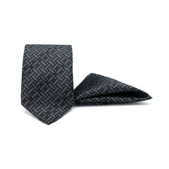MODERN MESH BLACK TIE AND POCKET SQUARE SET