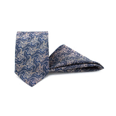 REGAL NAVY PAISLEY TIE AND POCKET SQUARE SET