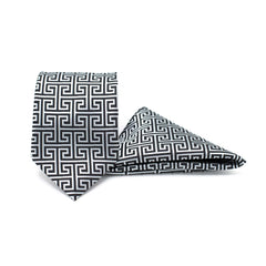 GEOMETRIC PATTERN TIE AND POCKET SQUARE SET