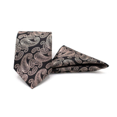 NOCTURNAL ORNATE TIE AND POCKET SQUARE SET